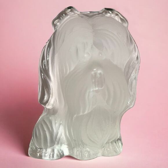 Viking Glass Maltese Dog Paperweight Satin Crystal Figurine Holiday B-day Gift - Picture 2 of 12